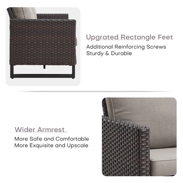 PE Wicker Sofa Rocking Chair Ottoman Set of 9