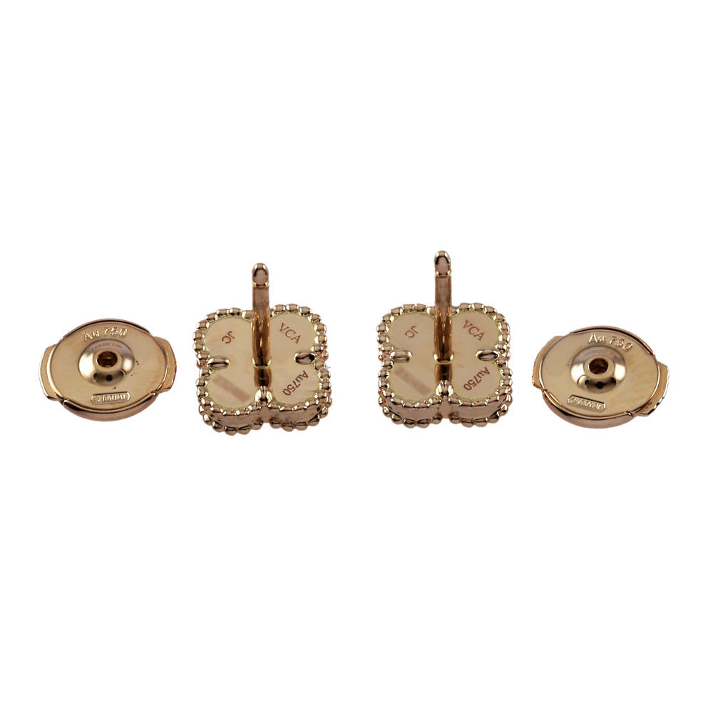 Van Cleef & Arpels Sweet Alhambra Earrings 18K Rose Gold Carnelian VCARN6BO00