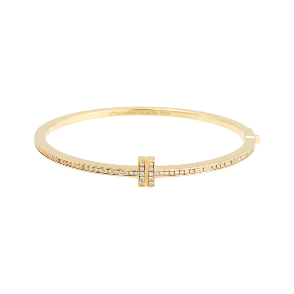 Tiffany & Co. Tiffany T Diamond Hinge Wire Bracelet 18K Yellow Gold 62272945