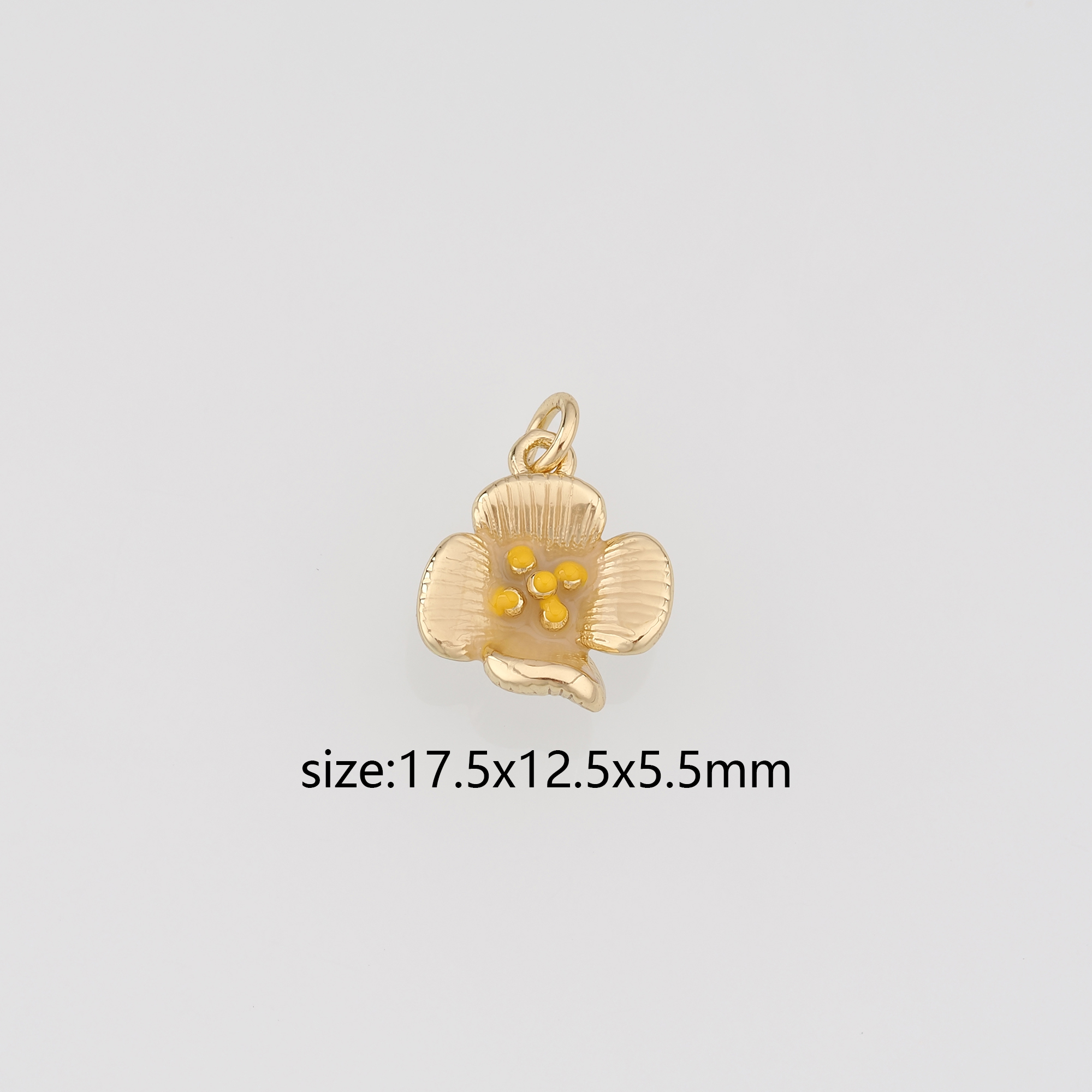 18K Gold Filled Flower Pendant,Enamel Flower Charm Earrings Necklace for DIY Jewelry Making Supply