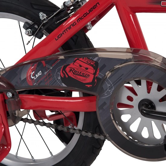 Cars Kid Bike Quick Connect Assembly, Handlebar Plaque w/ Sounds & Training Wheels, 16″