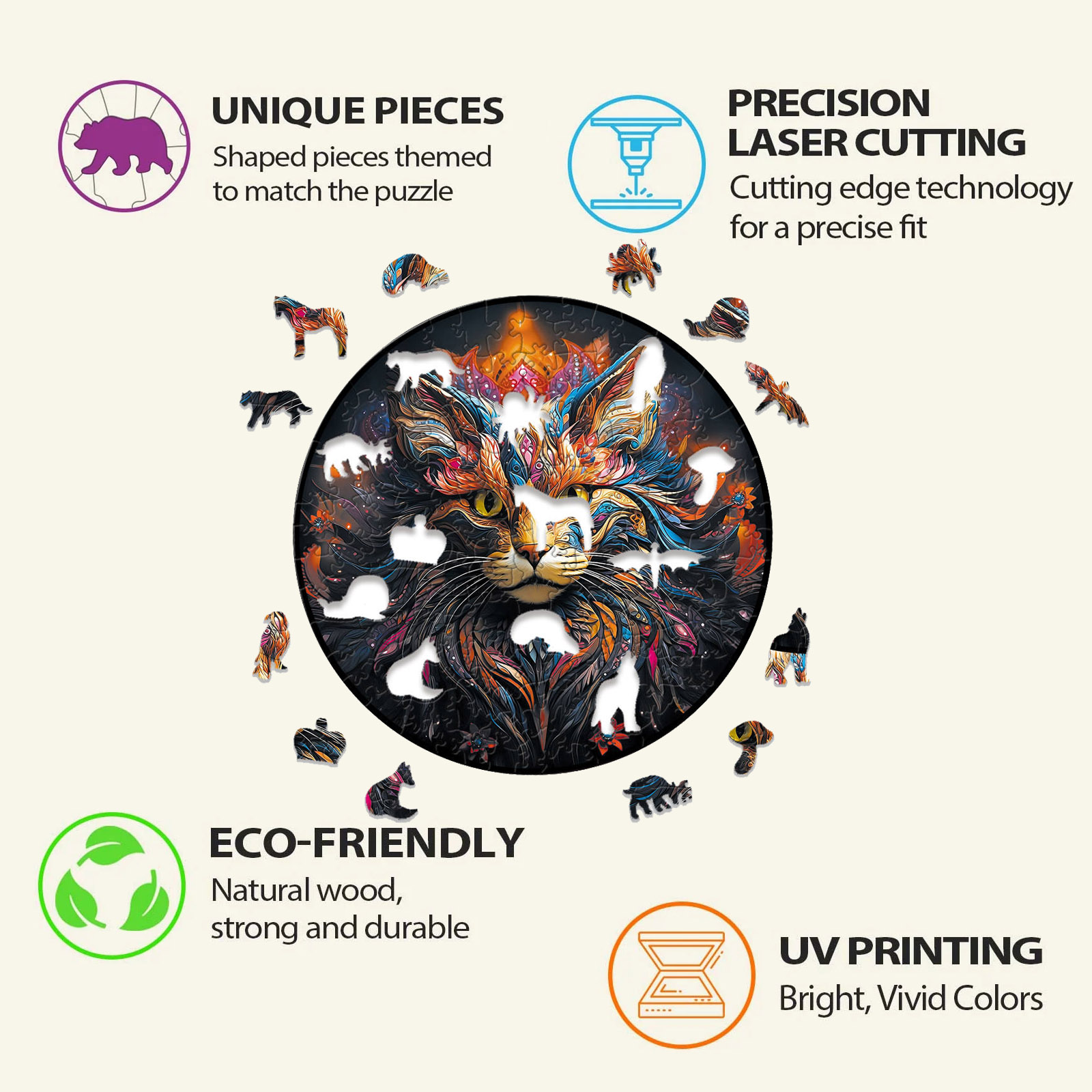 Animal Wooden Puzzle-Lovely Cat