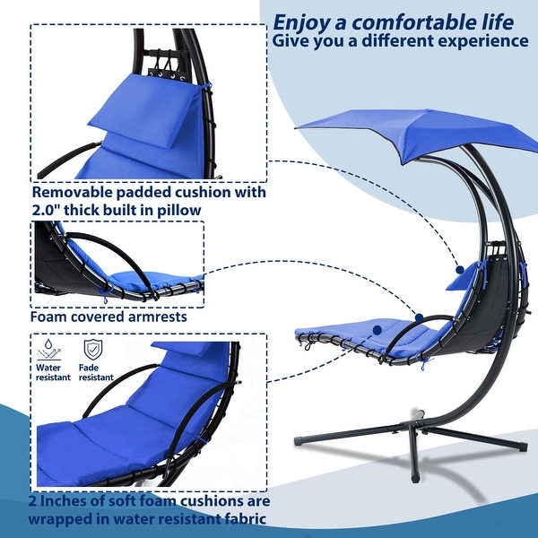 Hanging Chaise Lounger with Removable Canopy