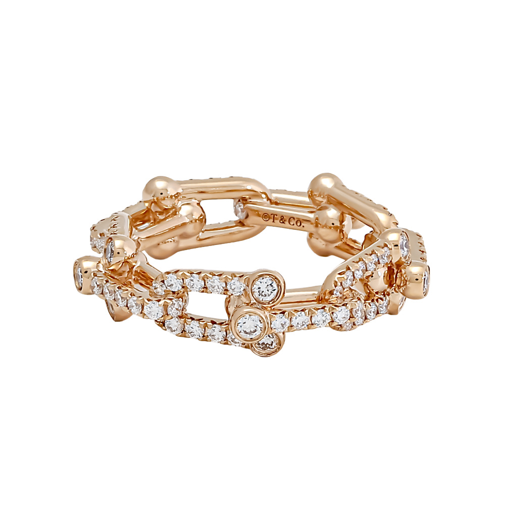 Tiffany & Co. Hardware Link Ring 18K Rose Gold Diamond