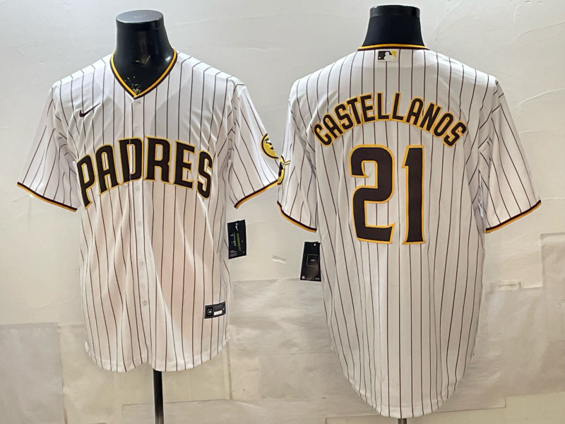 Men's San Diego Padres Nick Castellanos #21 White Home Limited Player Jersey
