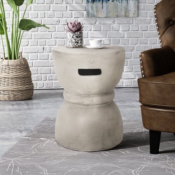 Scorpius Outdoor Contemporary Lightweight Concrete Accent Side Table by Christopher Knight Home