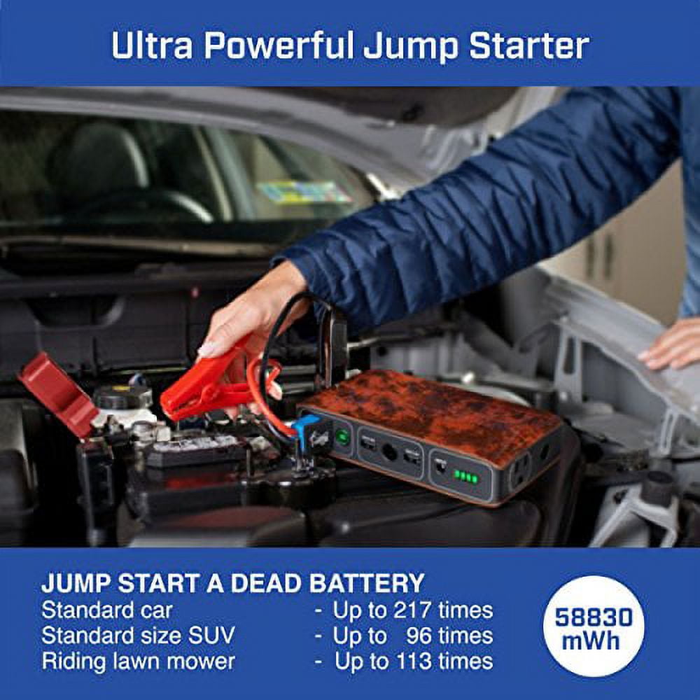 Halo Bolt 58830 Mwh Portable Phone Laptop Charger Car Jump Starter with AC Outlet - Grey