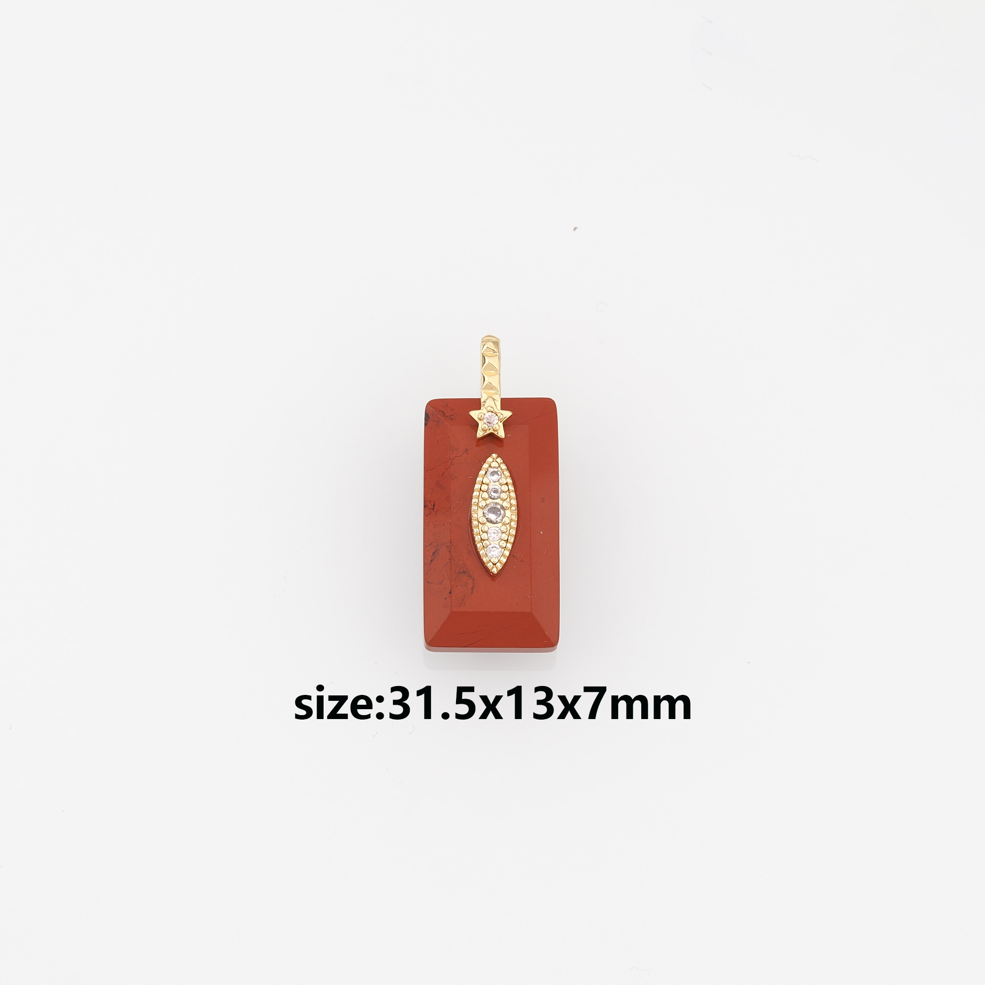 18K Gold Filled Rectangle Pendant,Natural Stone Charm Earrings Necklace for DIY Jewelry Making Supply