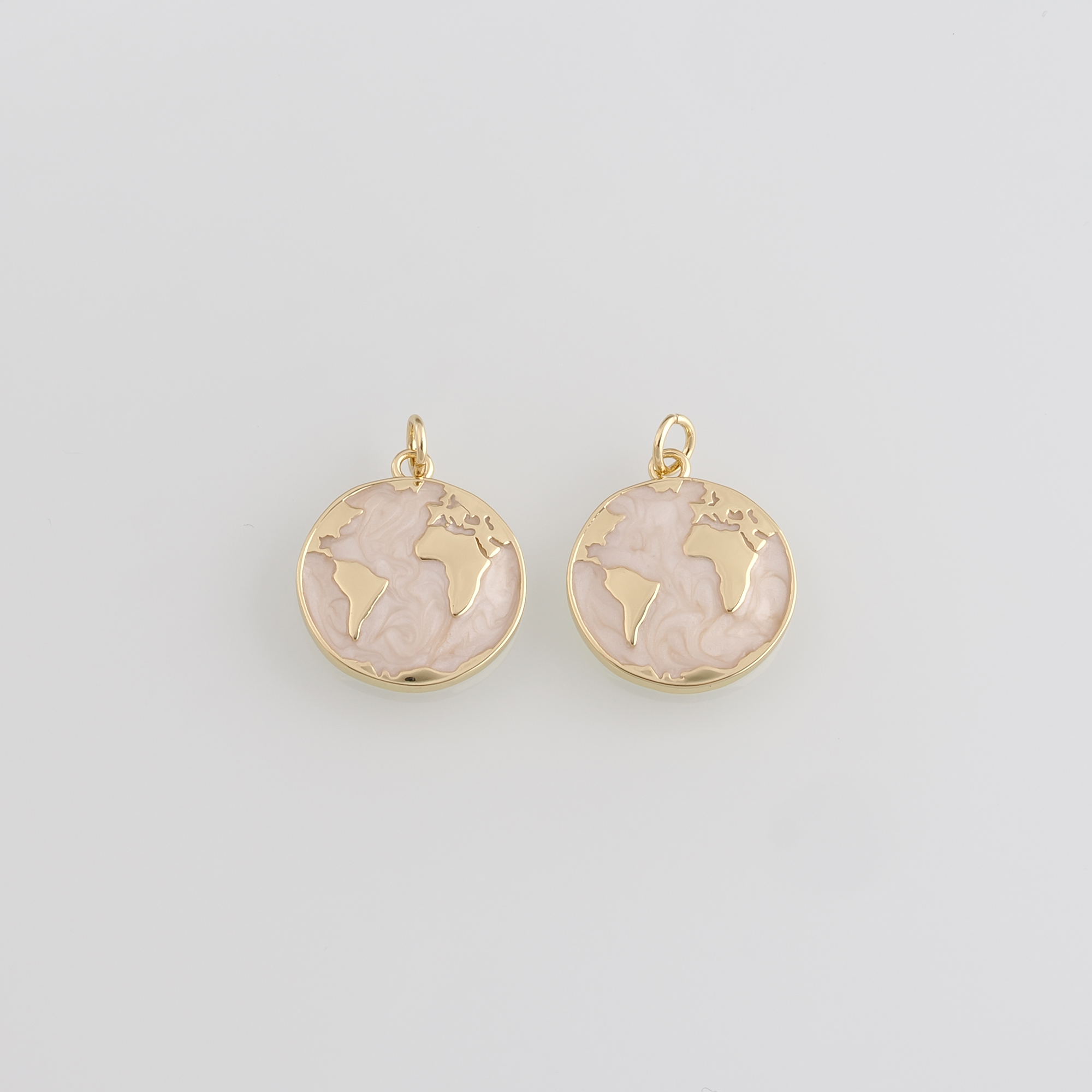 18K Gold Filled Earth Pendant,Enamel World Map Charm Earrings Necklace for DIY Jewelry Making Supply