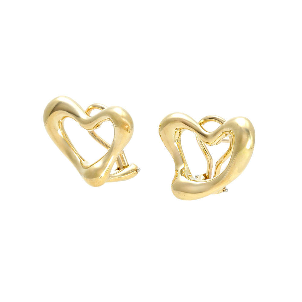 Tiffany & Co. Open Heart Elsa Peretti Earrings 18K Yellow Gold