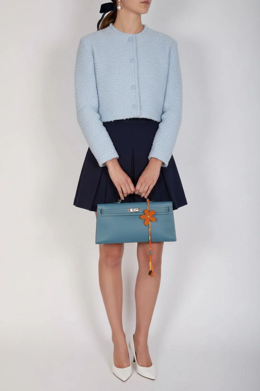 Hermès Kelly Longue Bleu Jean Evergrain Palladium Hardware