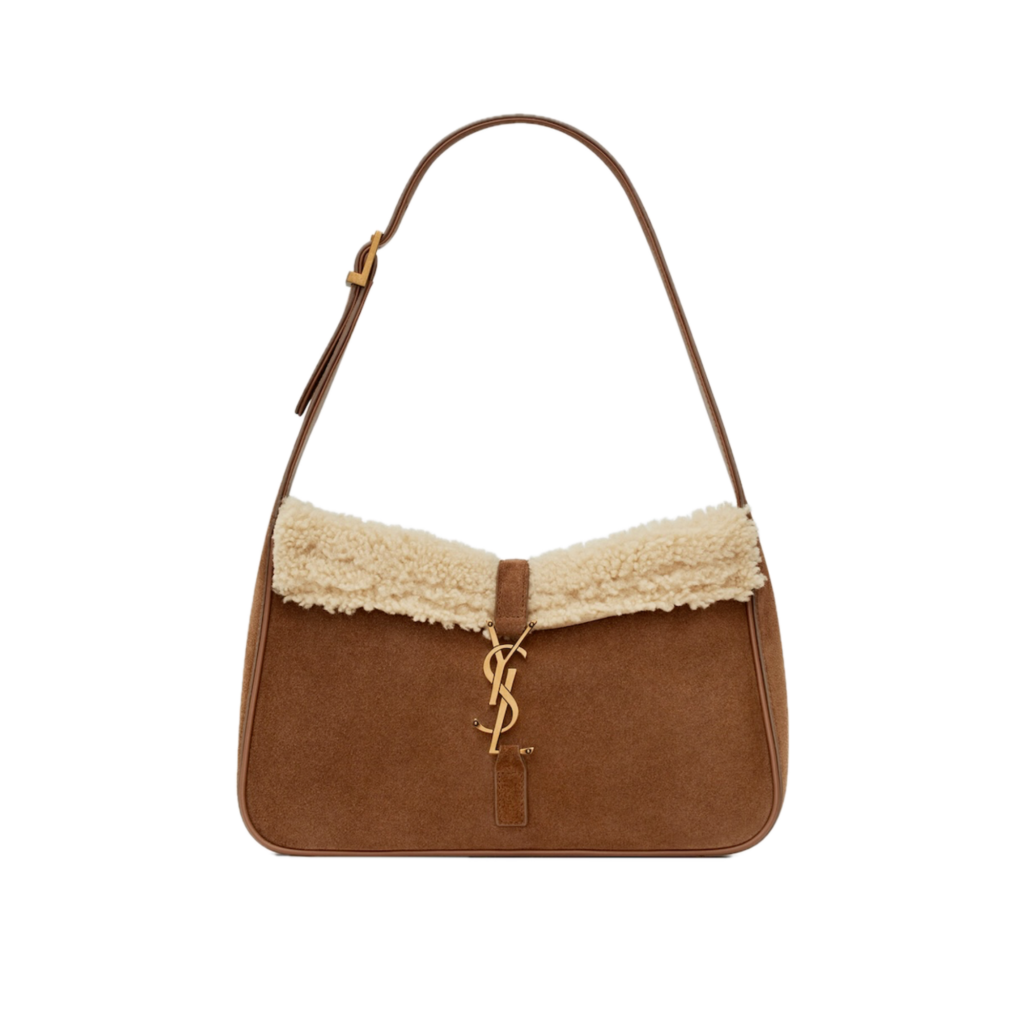 Saint Laurent Le 5 A 7 Hobo Bag In Suede And Shearling
