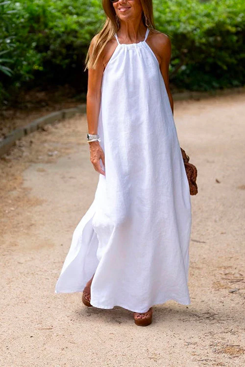 Halter Neck Maxi Dress | Sleeveless Linen BlendClistos