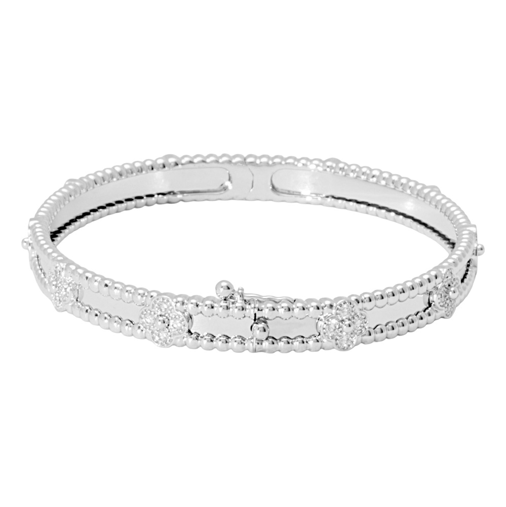 Van Cleef & Arpels Perlet Sweet Clover Bracelet 18K White Gold Diamond VCARP6X900