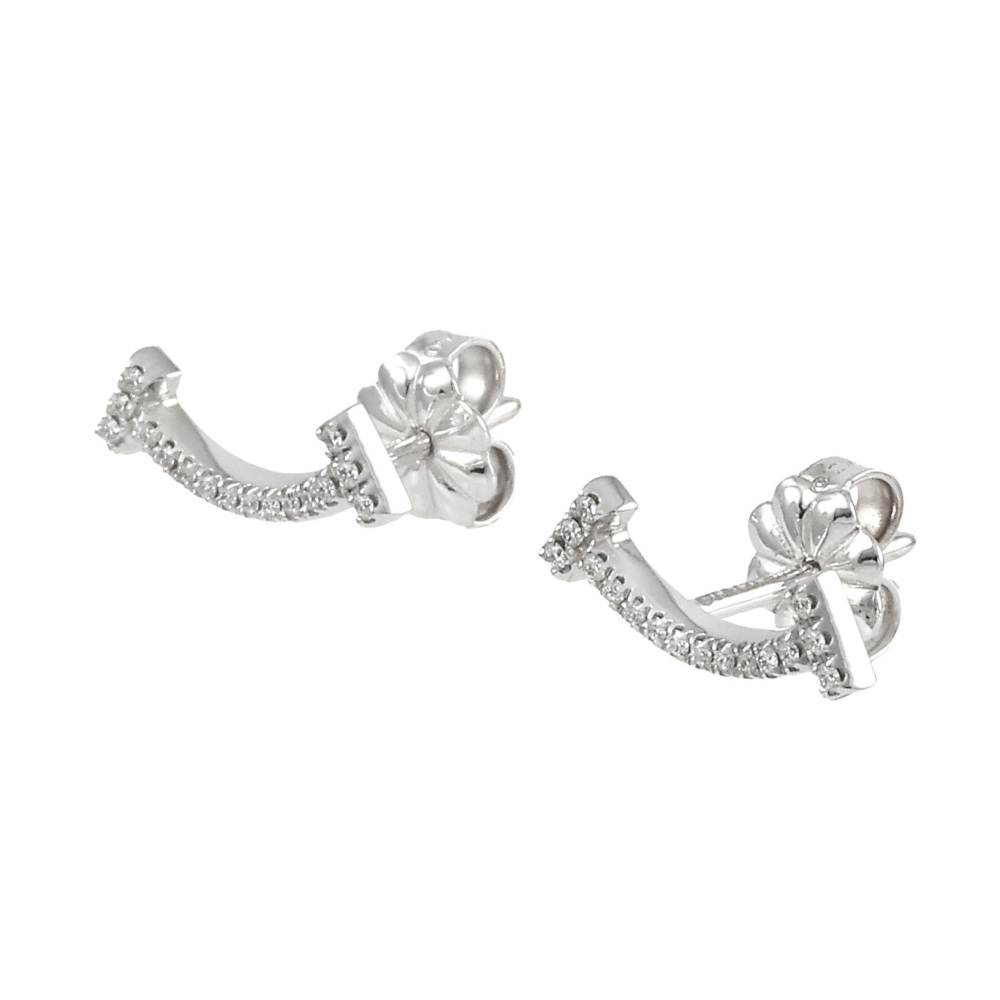 Tiffany & Co. Tiffany T Smile Earrings 18K White Gold Diamond 60150739
