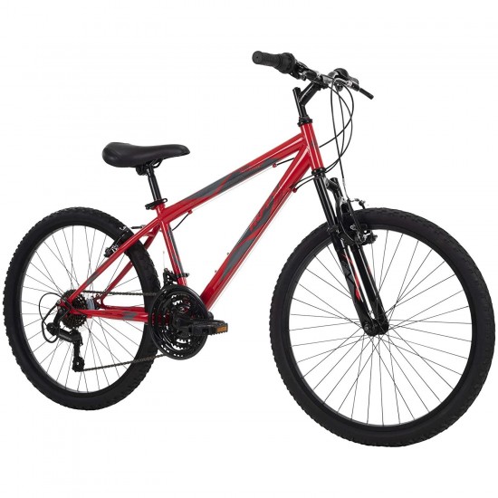 Hardtail Mountain Bike, Stone Mountain 24-26 inch 21-Speed, Lightweight, Gloss Red (74808)