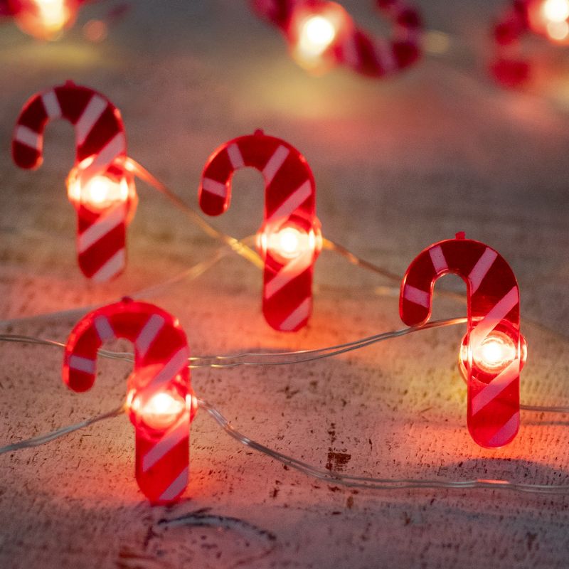 Northlight LED Candy Cane Christmas Fairy Lights - 6.5' Silver Wire - 20ct