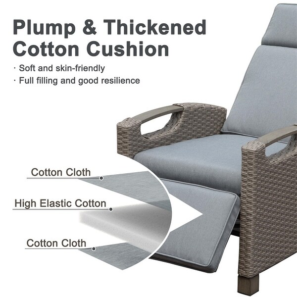 Patio Adjustable Recliner Chair with HandWoven Wicker