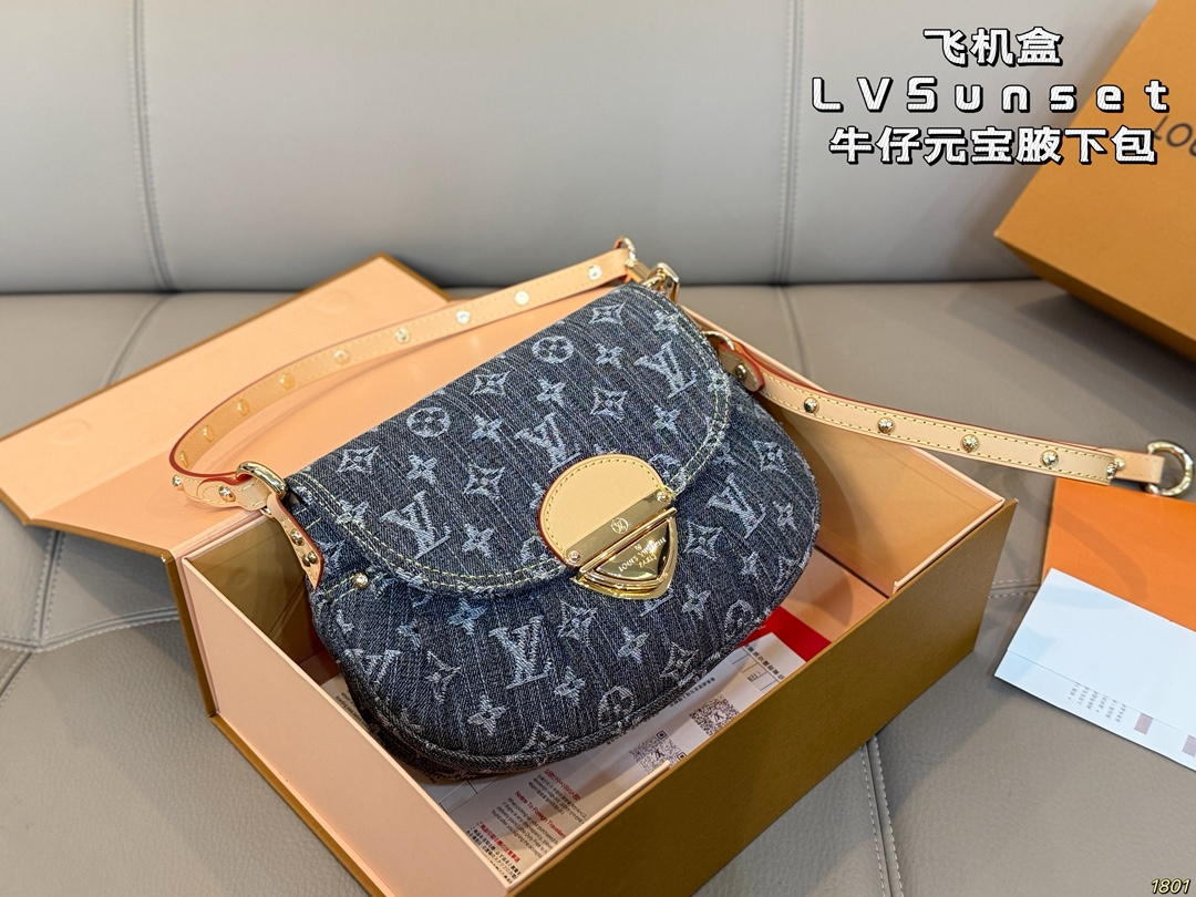 LV Sunset Denim Ingot Shoulder Bag - cnluxepick