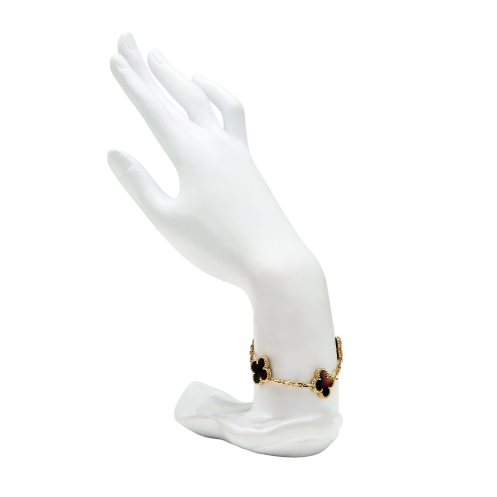 Van Cleef & Arpels Vintage Alhambra 5 Motifs Bracelet 18K Yellow Gold Mother of Pearl