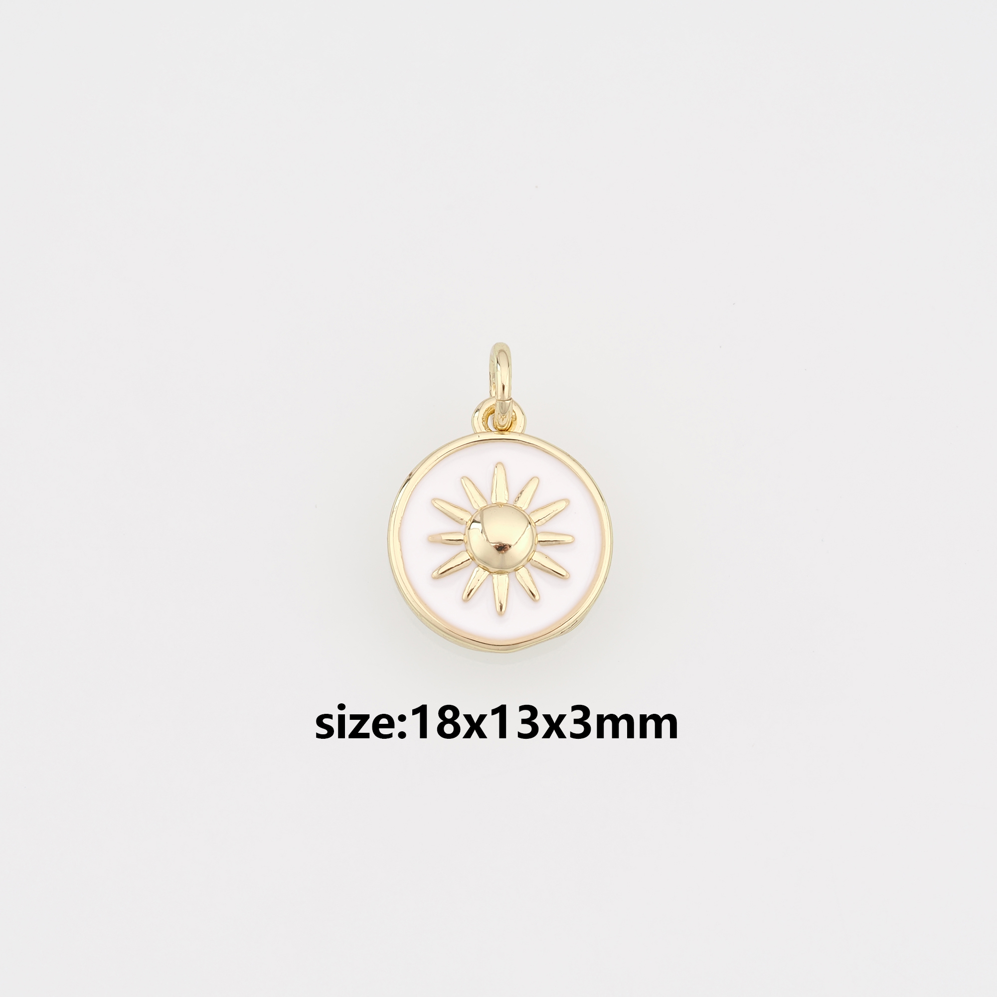 18K Gold Filled Sun Pendant,Enamel Celestial Charm Earrings Necklace for DIY Jewelry Making Supply