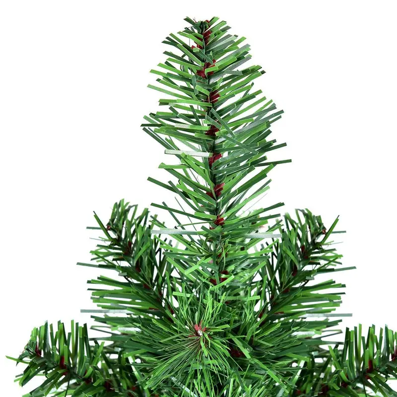 Tabletop Artificial Spruce Tree – PVC Green Mini Xmas Tree in Rustic Burlap Planter