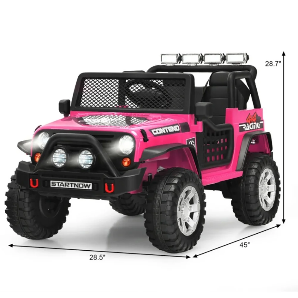 CIPACHO 12V Kids Remote Control Electric Ride On Truck Car with Lights and Music, 4 Wheels Battery Powered Car for Kids, Kid Driving Car Truck, Pink