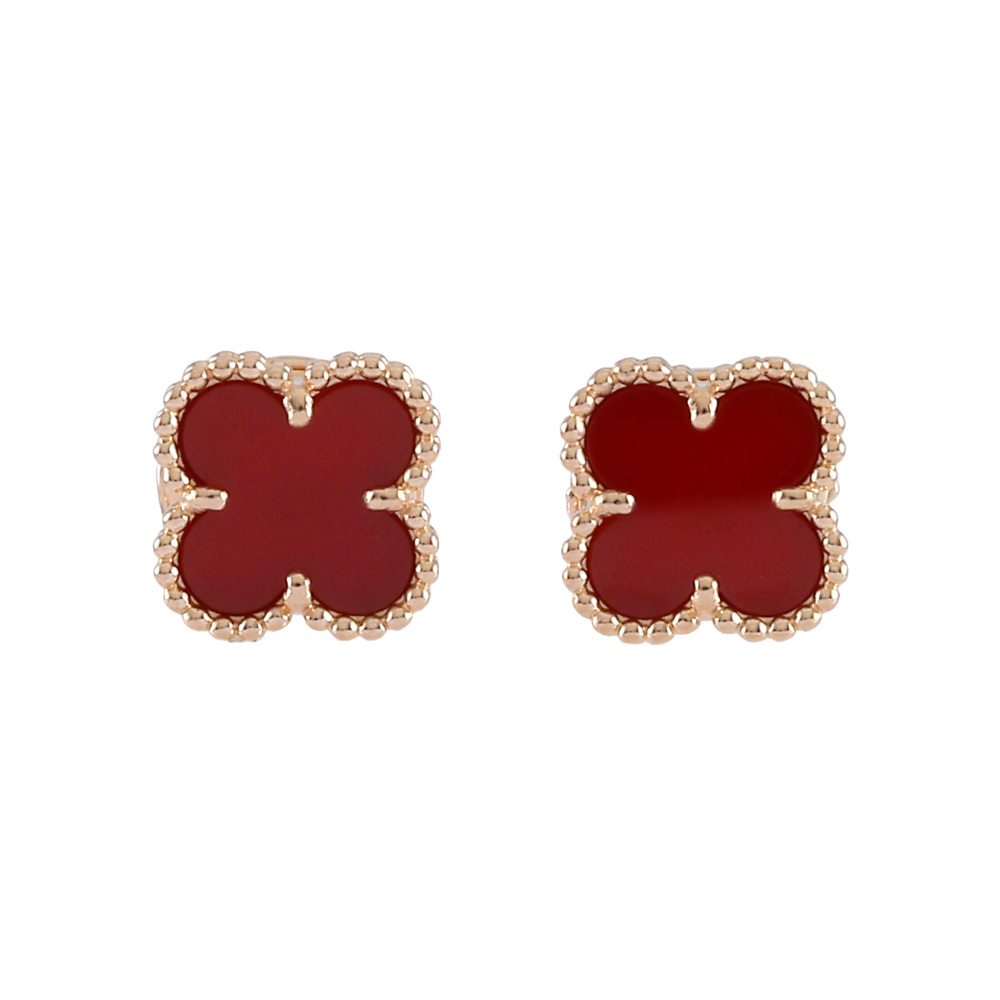 Van Cleef & Arpels Sweet Alhambra Earrings 18K Rose Gold Carnelian VCARN6BO00