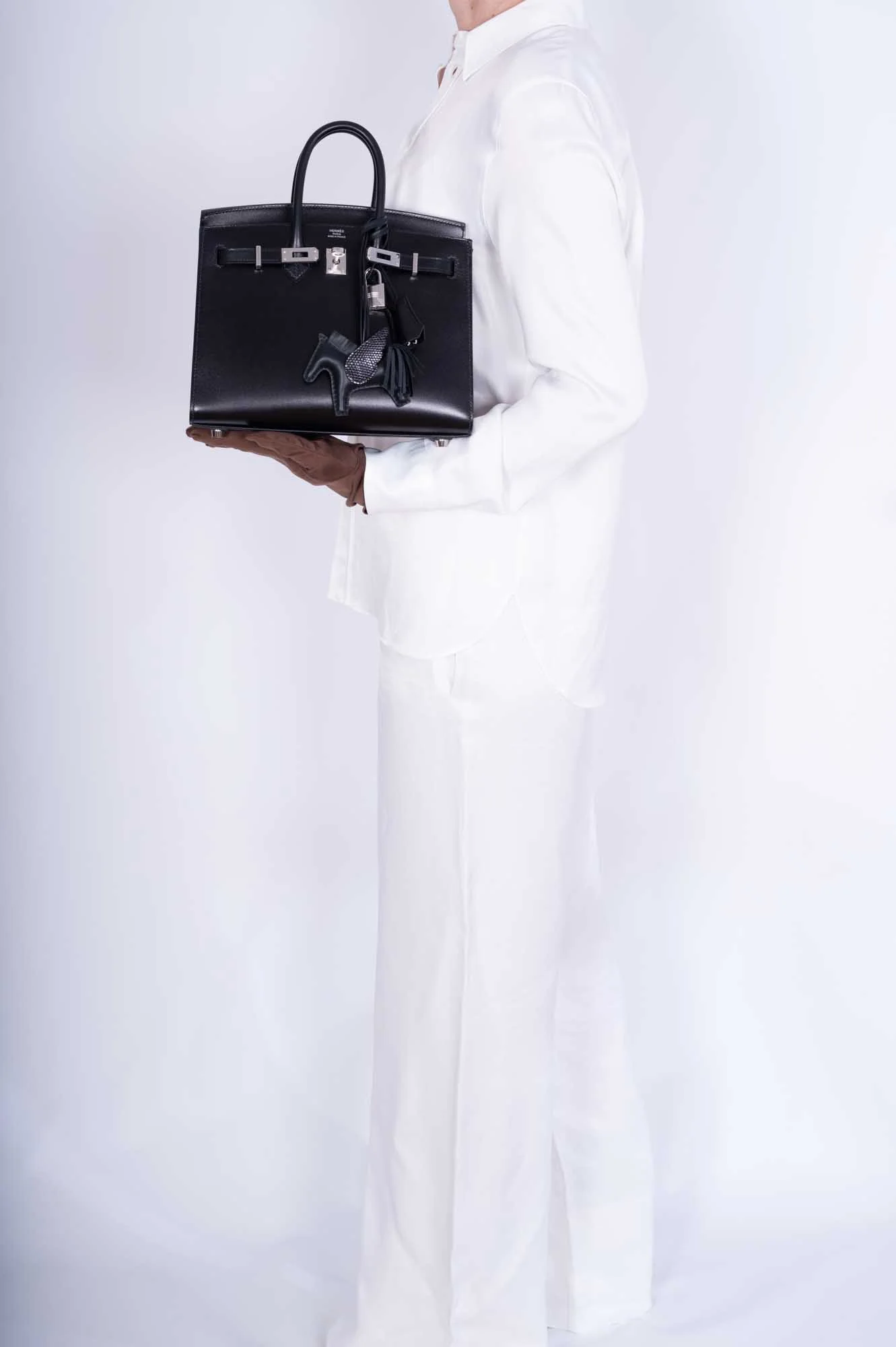 Hermès Birkin Sellier 25 Noir Box Calf Palladium Hardware