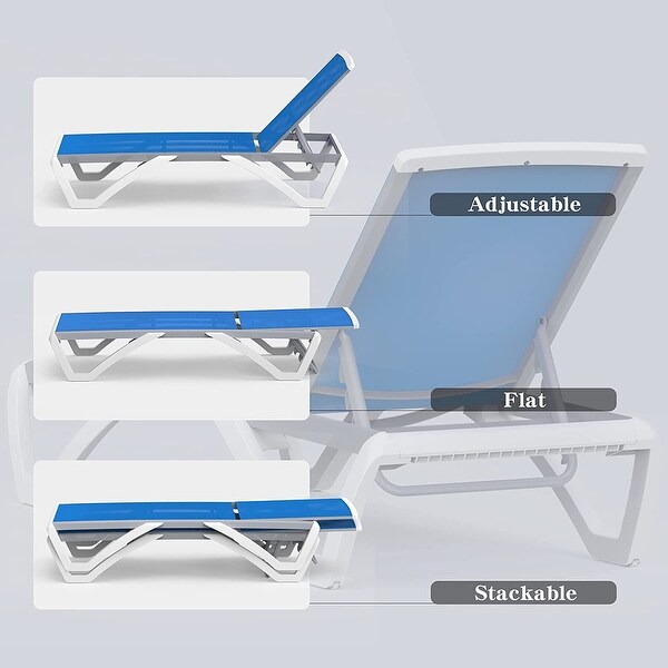 Domi Patio Chaise Lounge,AllWeather Adjustable Recliner with Wheels,Stackable