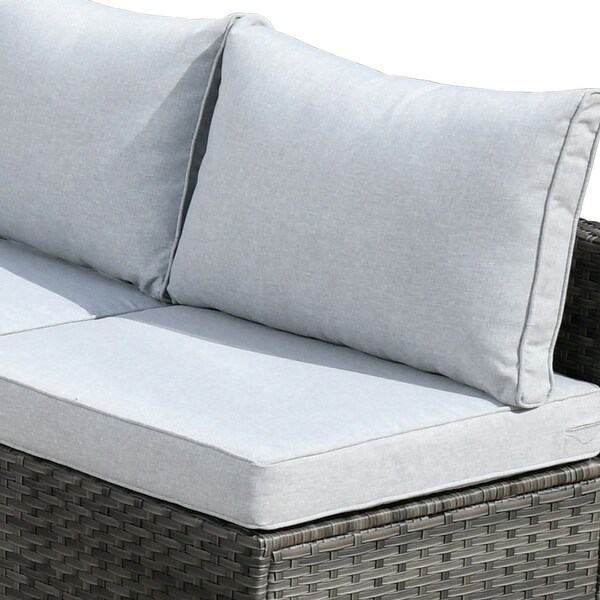HOOOWOOO 8piece Patio Furniture Set Wicker Sectional Sofa with Fire Pit Table