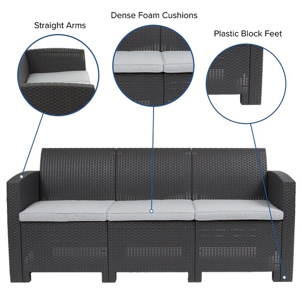 Faux Rattan Sofa with AllWeather Cushions