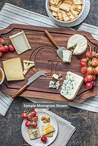 Bigwood Boards Monogrammed Walnut Cutting Board with Rope Handles, H