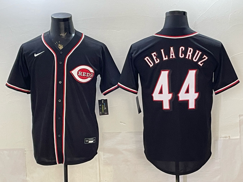 Men's Cincinnati Reds Elly De La Cruz #44 Fashion Replica Black Out Jersey