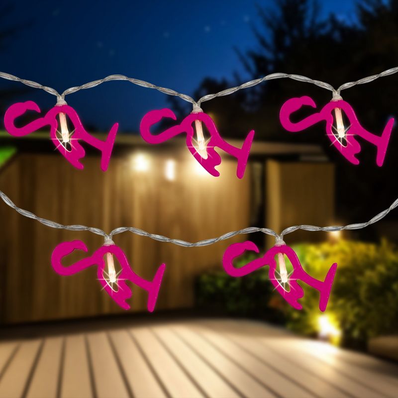 Northlight LED Flamingo Patio Light Set - Pink - 4' Clear Wire - 10ct