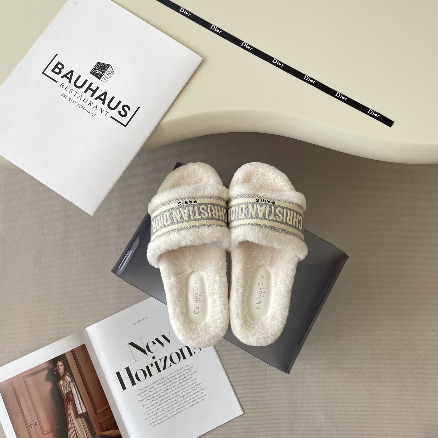Dior Embroidered Lambswool Slippers - cnluxepick