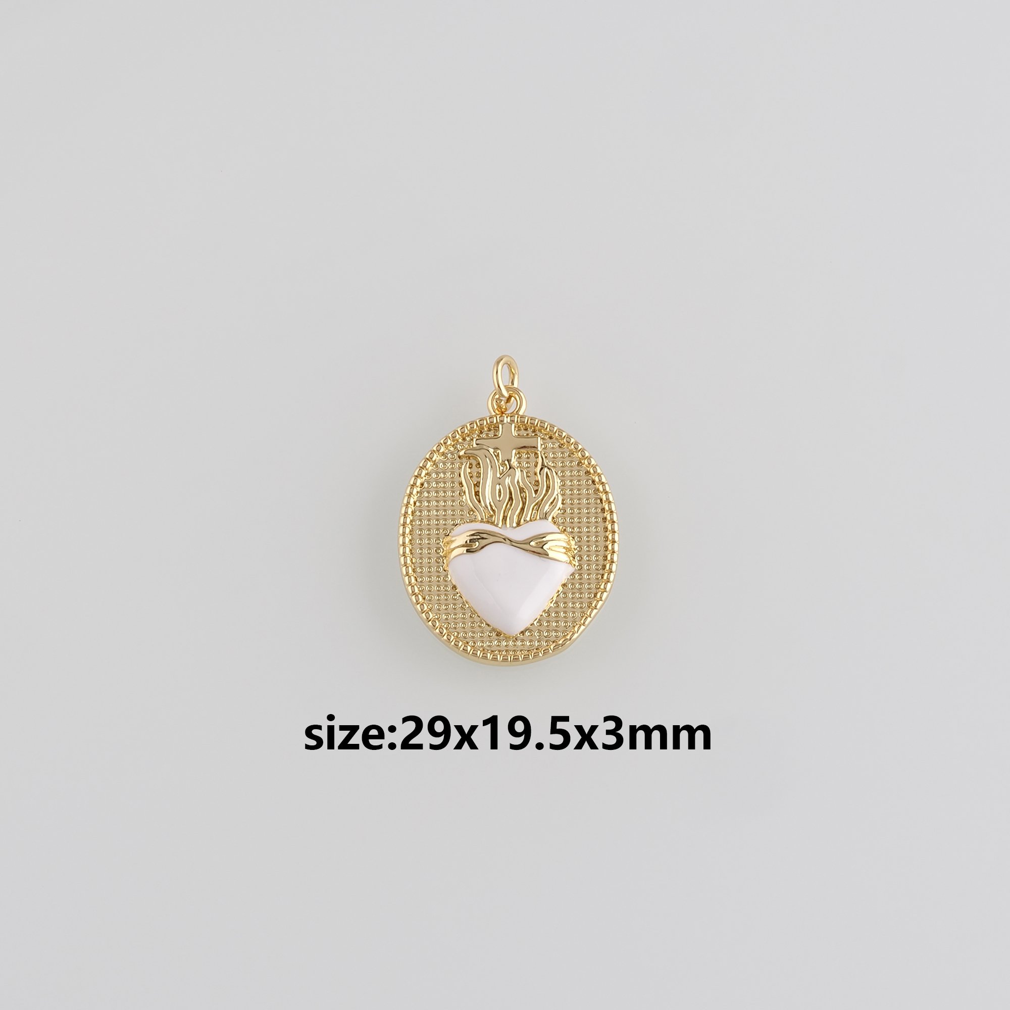 18K Gold Filled Sacred Heart Pendant,Enamel Sacred Heart Earrings Necklace for DIY Jewelry Making Supply