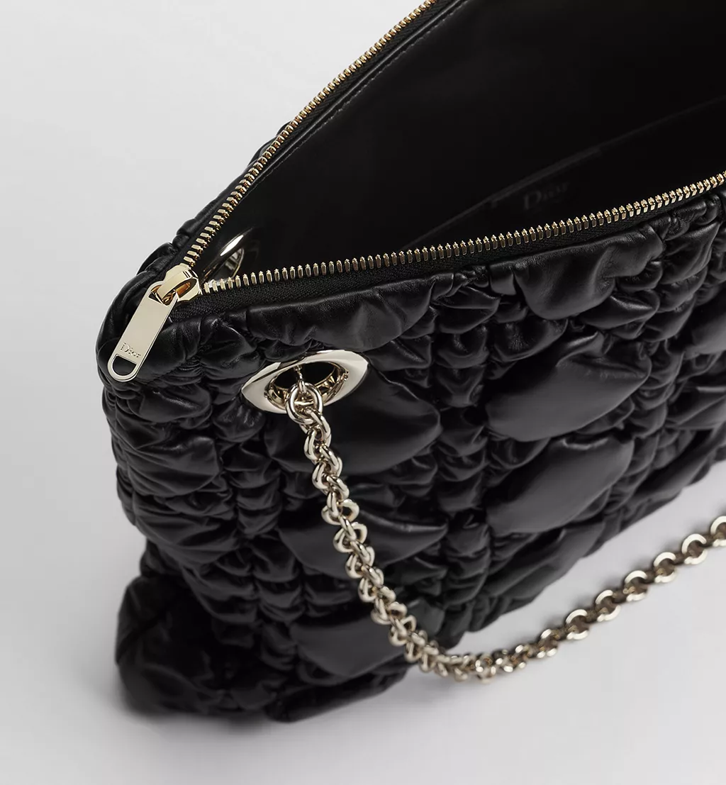 Medium Dior Crunchy Bag Black Puffy Macrocannage Calfskin