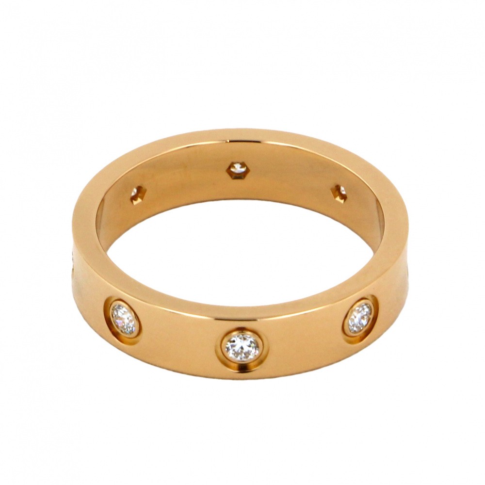 Cartier Love Wedding 8P Diamond Ring 18K Rose Gold