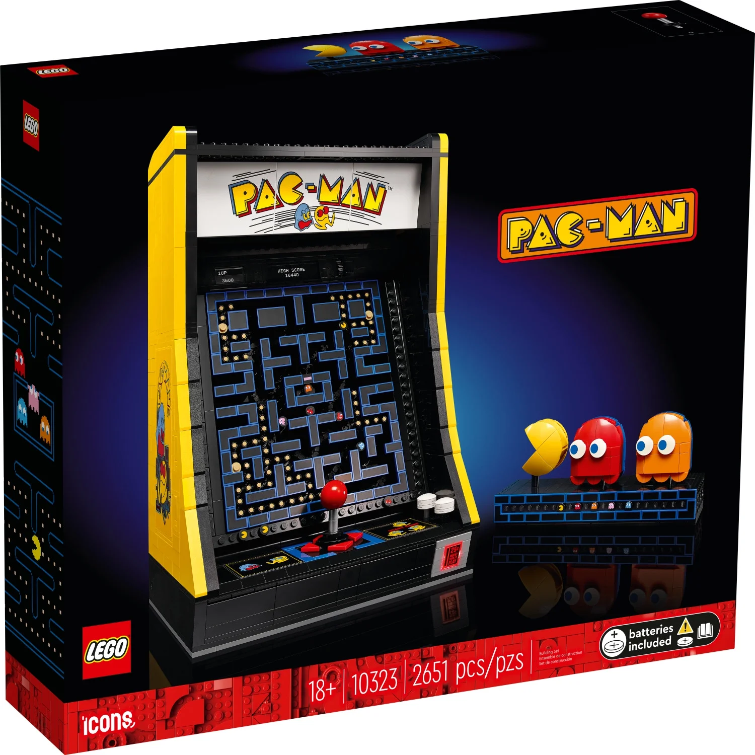 LEGO Icons PAC-MAN Arcade Building Kit, Build a Replica Model of a Classic Video Game, Nostalgic Gift for Fans of Retro Video Games and Retro Décor, Includes PAC-MAN, BLINKY and CLYDE, 10323
