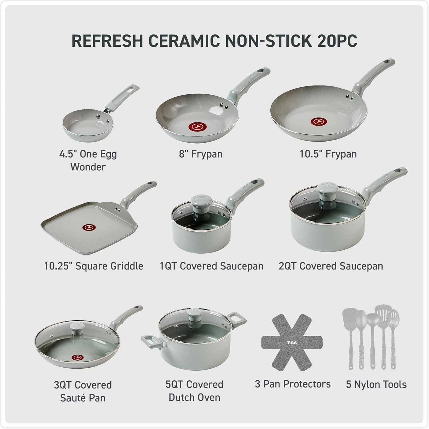 20-Piece Nonstick Cookware Set Durable Kitchen Stockpot Fry Pan Set