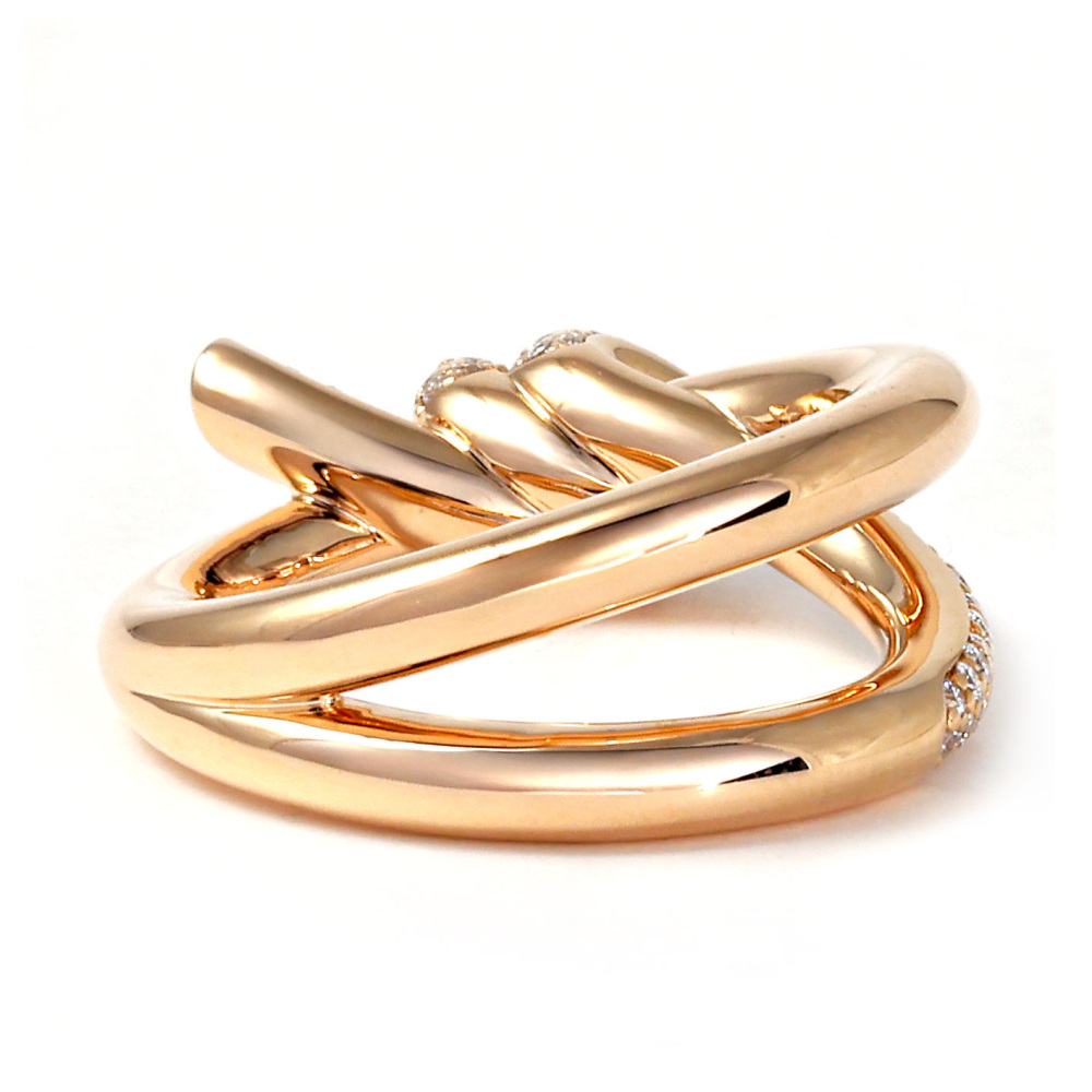 Tiffany & Co. Knot Double Row Ring 18K Rose Gold Diamond 69526233