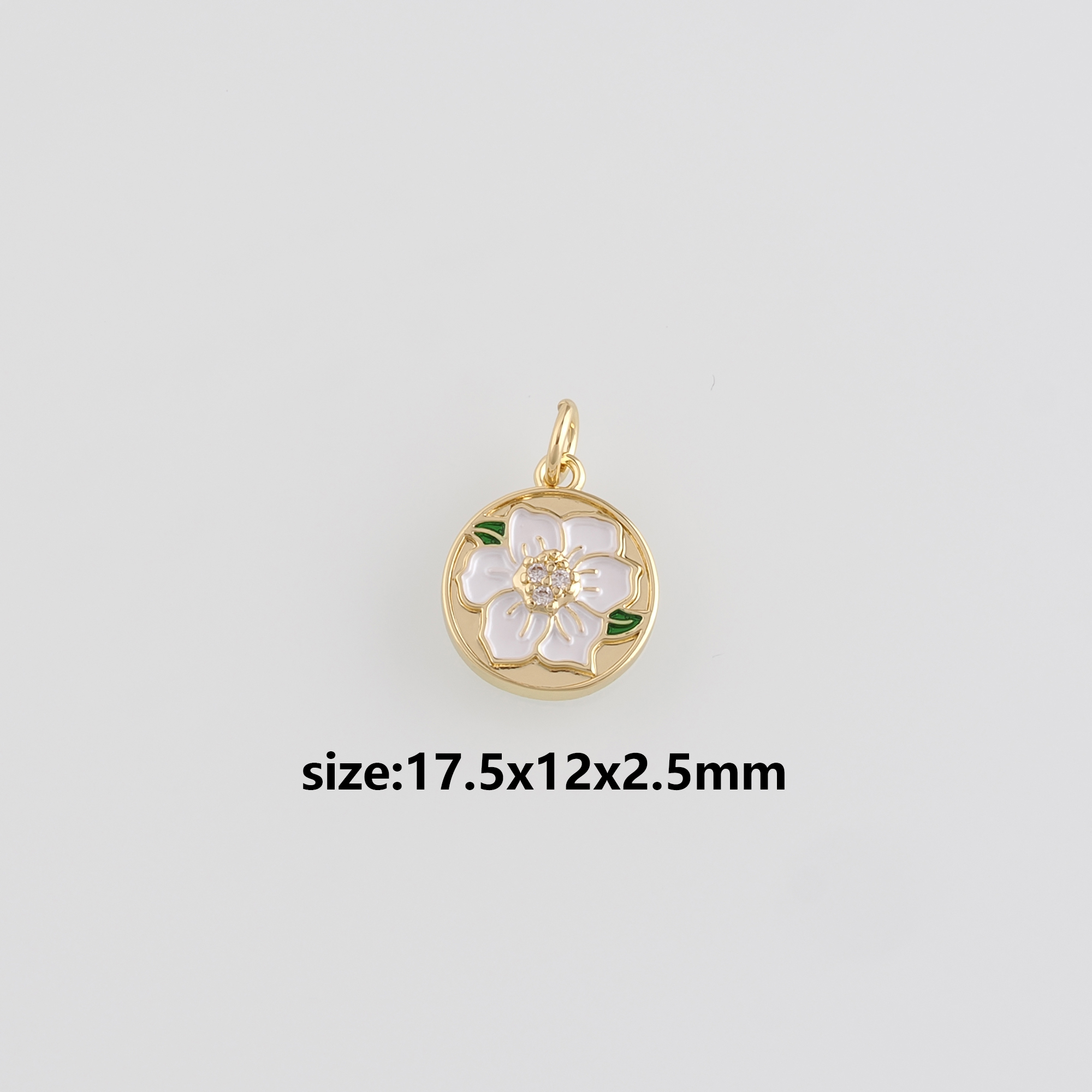 18K Gold Filled Flower Pendant,Enamel Flower Charm Earrings Necklace for DIY Jewelry Making Supply