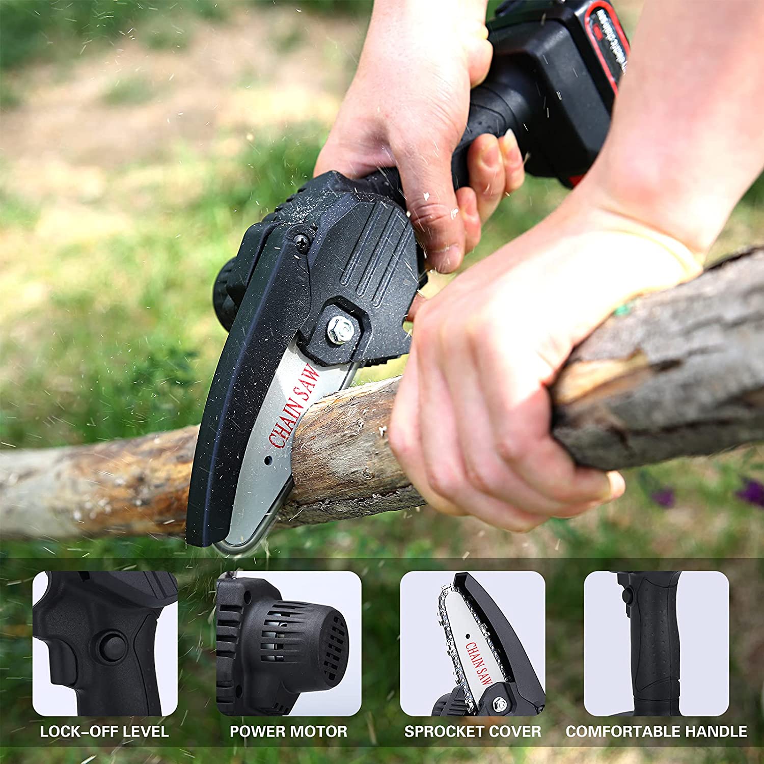 Woosir Upgraded 24V Mini Chainsaw With 2 Batteries 2 Chain