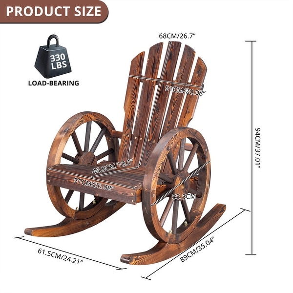 Karlhome Wagon Wheel Wood Adirondack Rocking Chair (Set of 2)