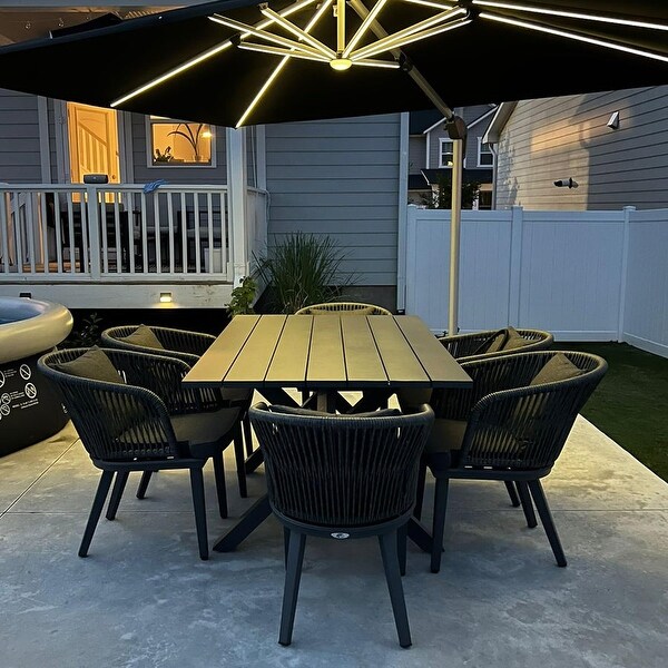 PURPLE LEAF 711 Patio Dining Set,Aluminum Frame Table,Wicker Chairs