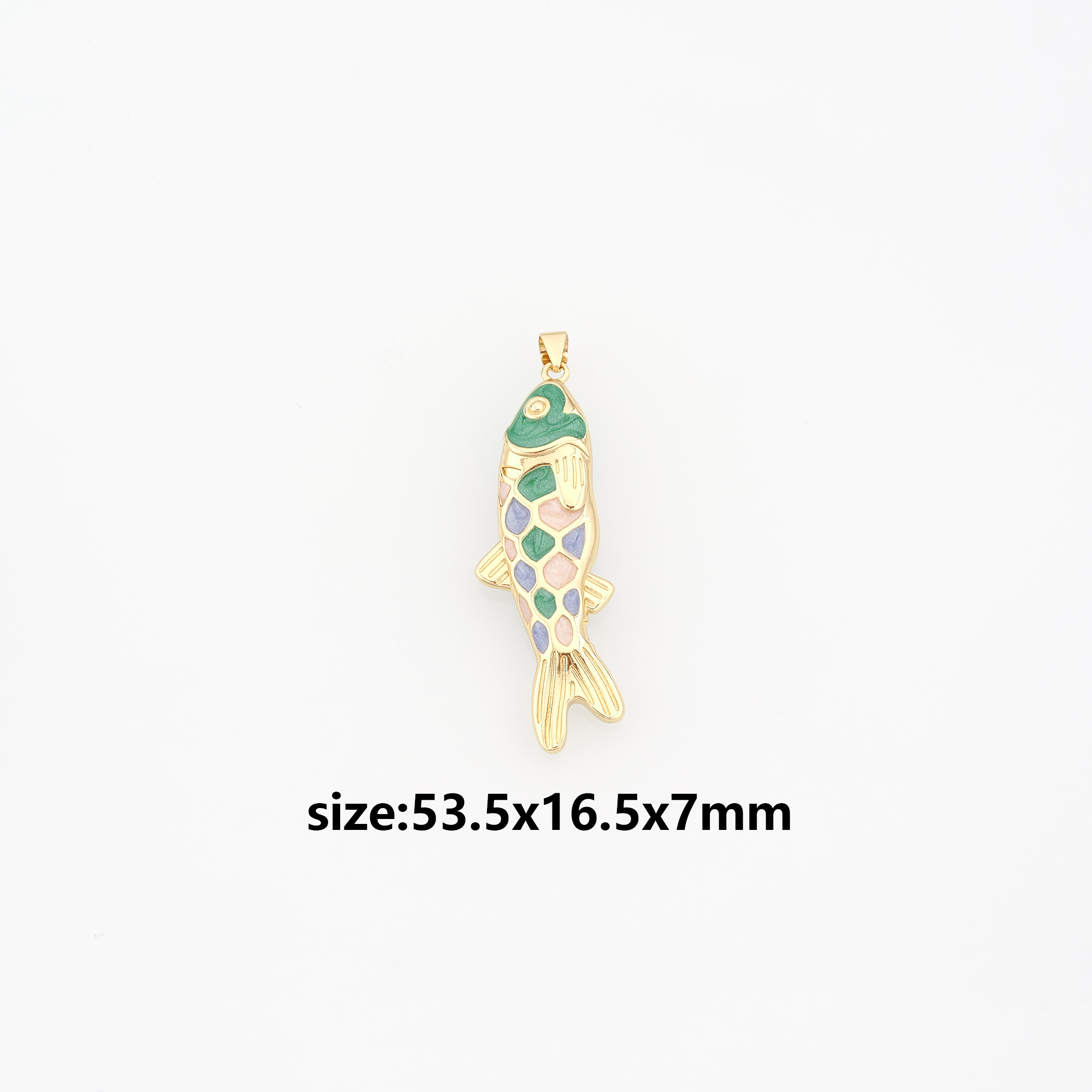 18K Gold Filled Fish Pendant,Enamel Ocean Charm Earrings Necklace for DIY Jewelry Making Supply