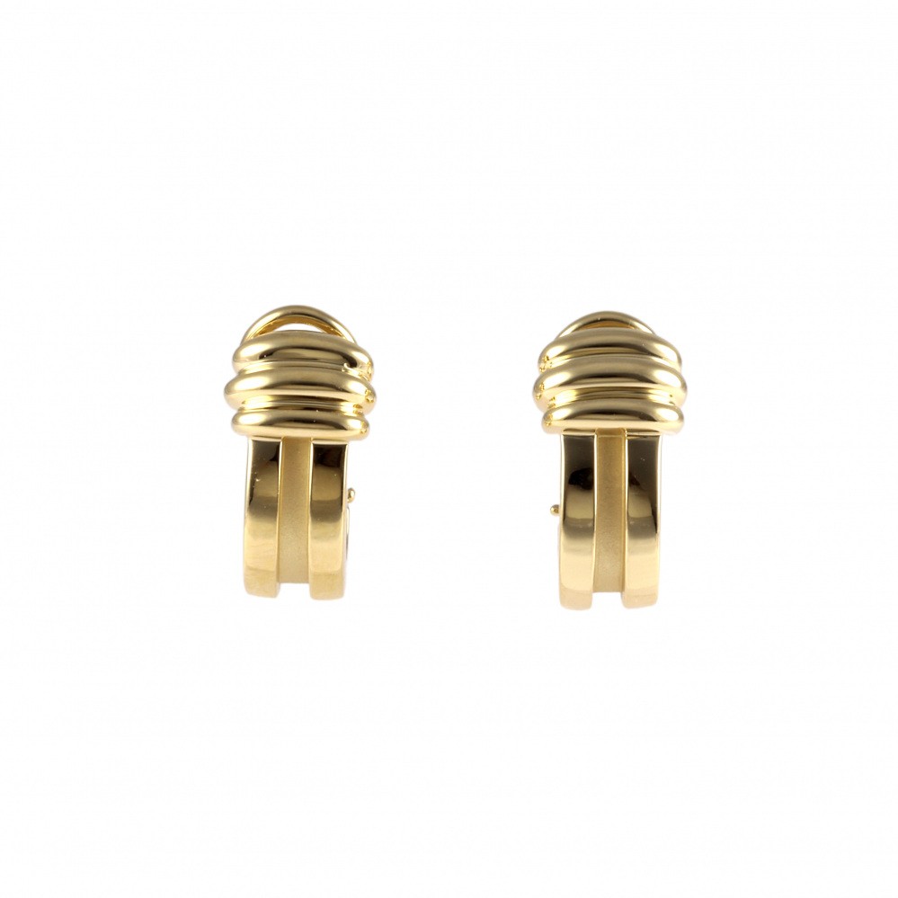 Tiffany & Co. Atlas Grooved Earrings 18K Yellow Gold