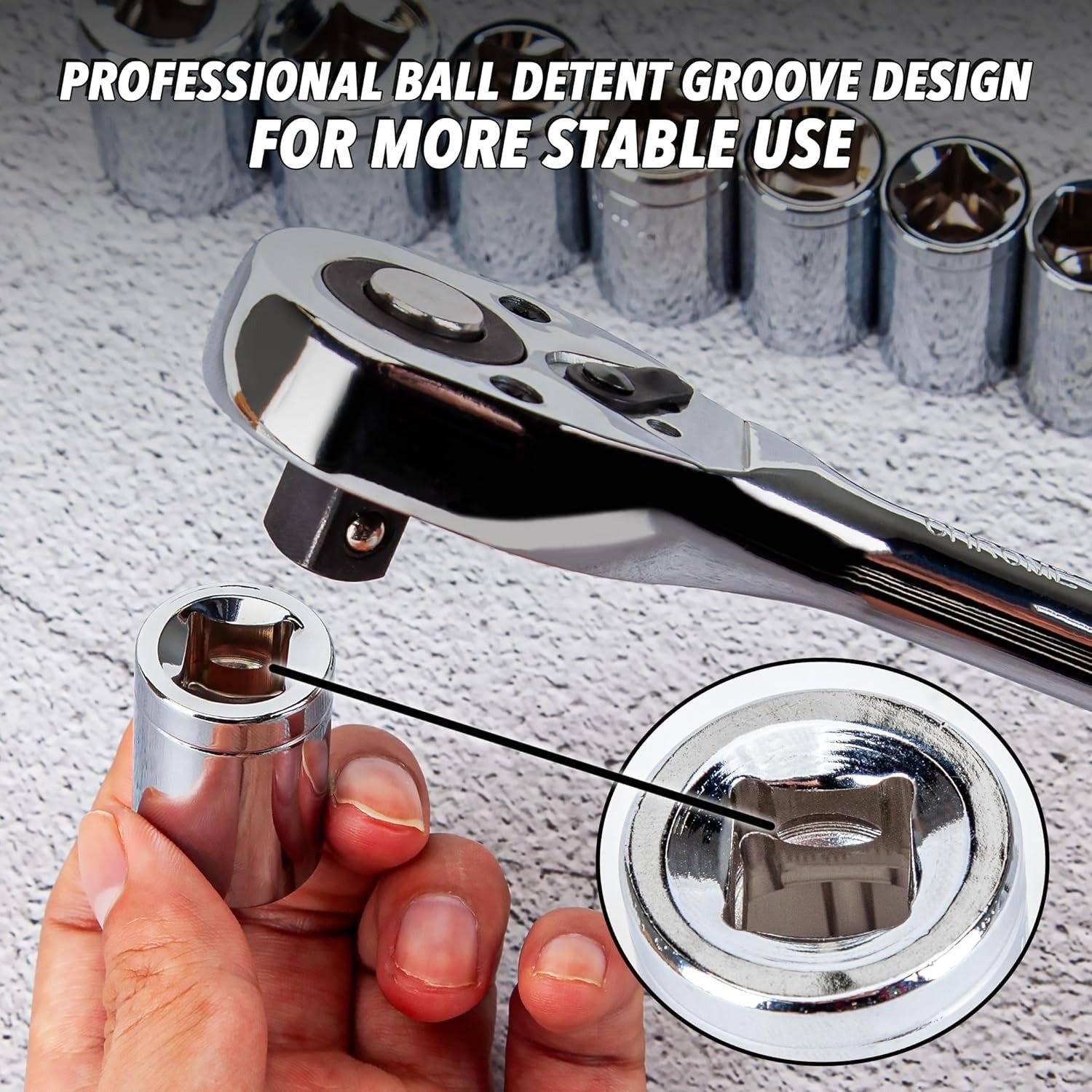 205 Piece Ratchet Wrench Tool Set 1/4′′ & 3/8′′ & 1/2′′ Drive with SAE/Metric Sockets Kit in Plastic Toolbox