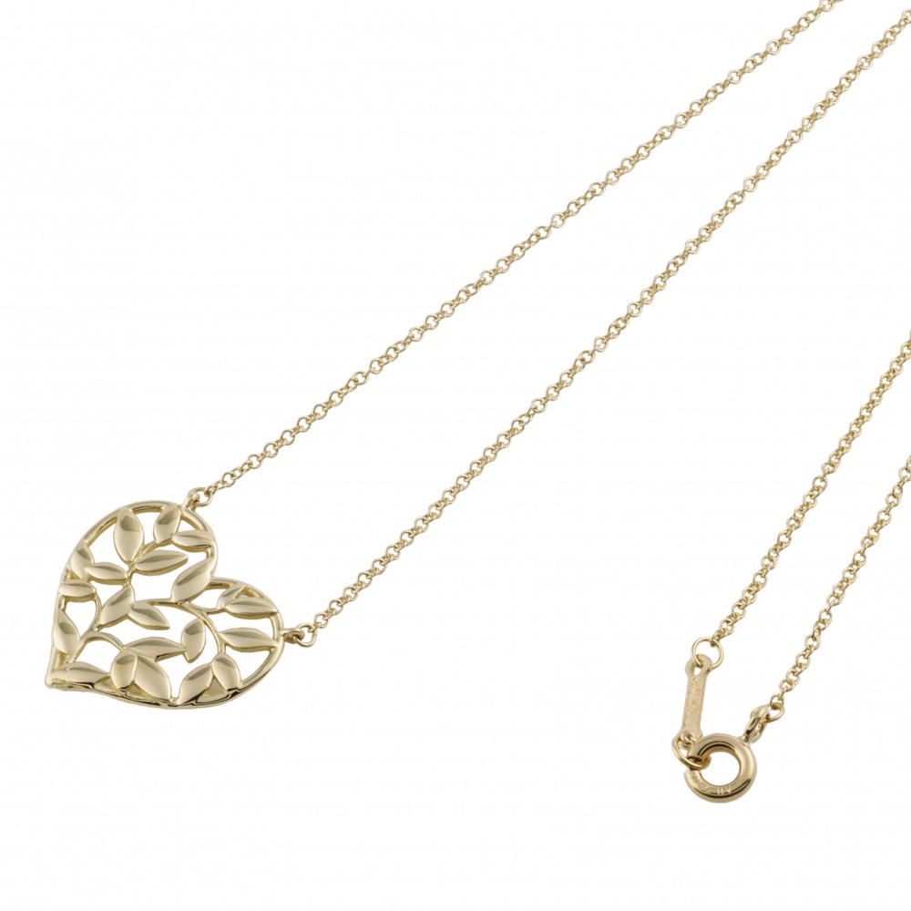 Tiffany & Co. Paloma Picasso Olive Leaf Heart Necklace 18K Yellow Gold
